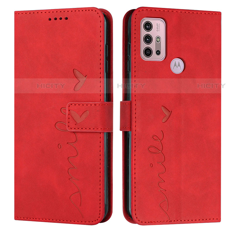 Coque Portefeuille Livre Cuir Etui Clapet Y03X pour Motorola Moto G10 Rouge Plus