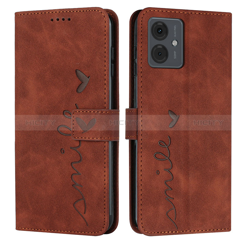 Coque Portefeuille Livre Cuir Etui Clapet Y03X pour Motorola Moto G14 Marron Plus