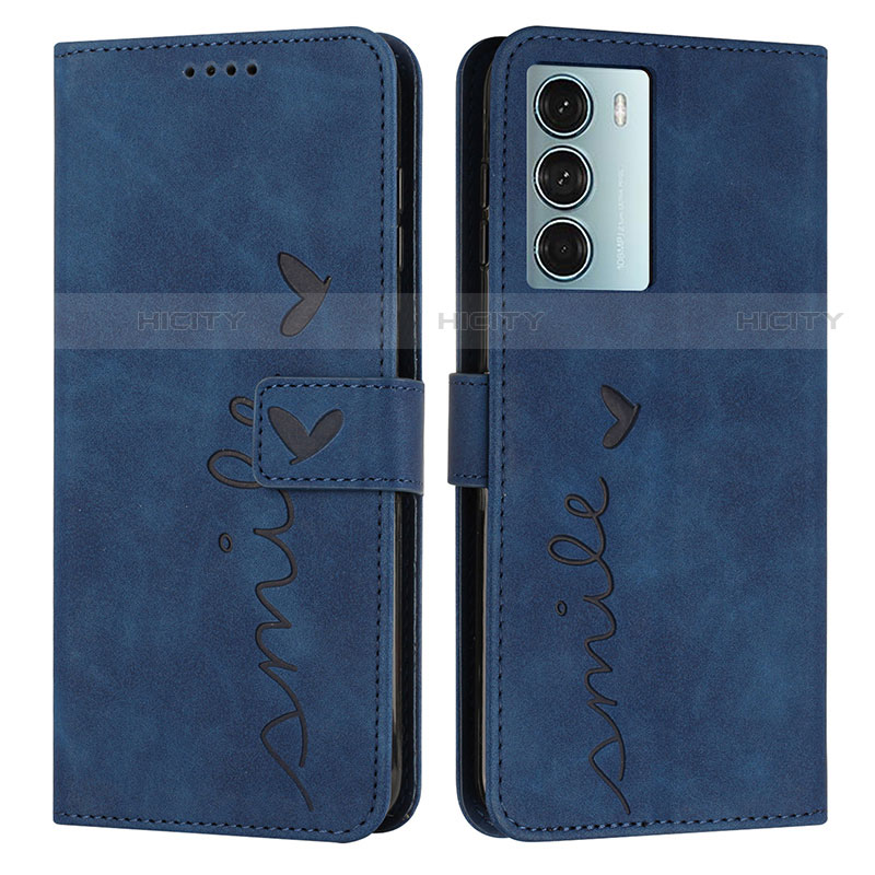 Coque Portefeuille Livre Cuir Etui Clapet Y03X pour Motorola Moto G200 5G Bleu Plus