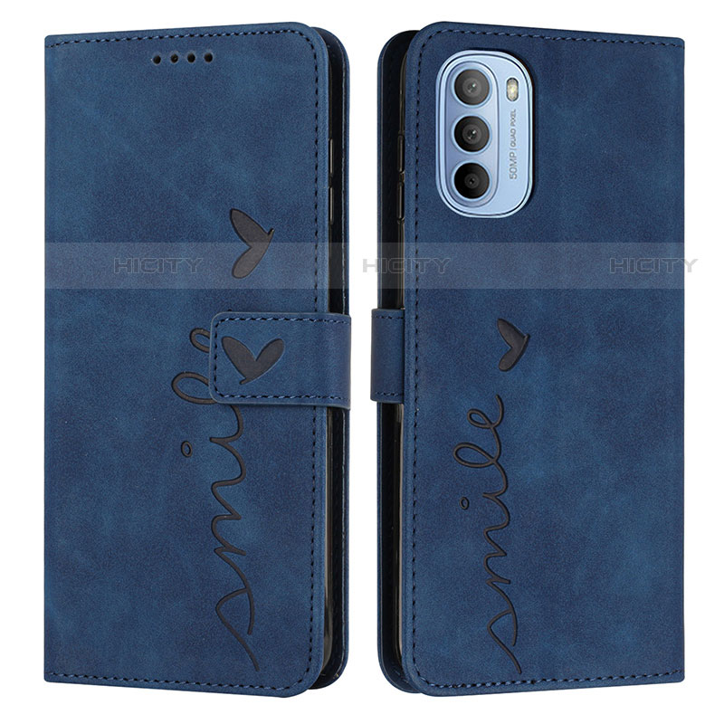 Coque Portefeuille Livre Cuir Etui Clapet Y03X pour Motorola Moto G41 Bleu Plus