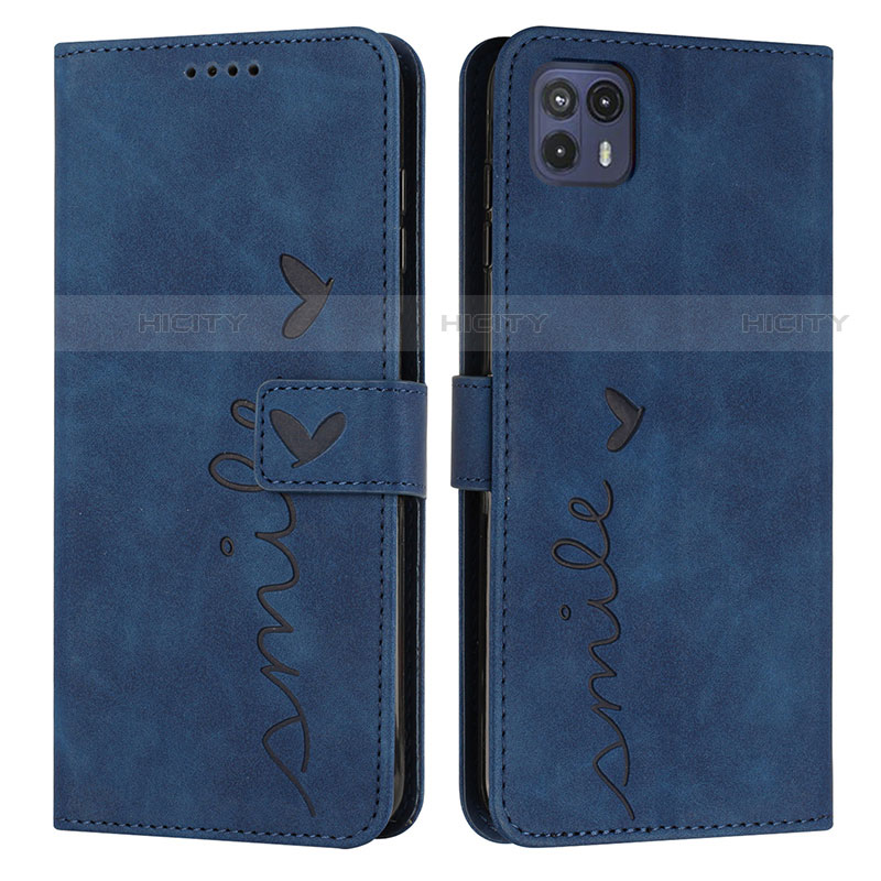 Coque Portefeuille Livre Cuir Etui Clapet Y03X pour Motorola Moto G50 5G Bleu Plus