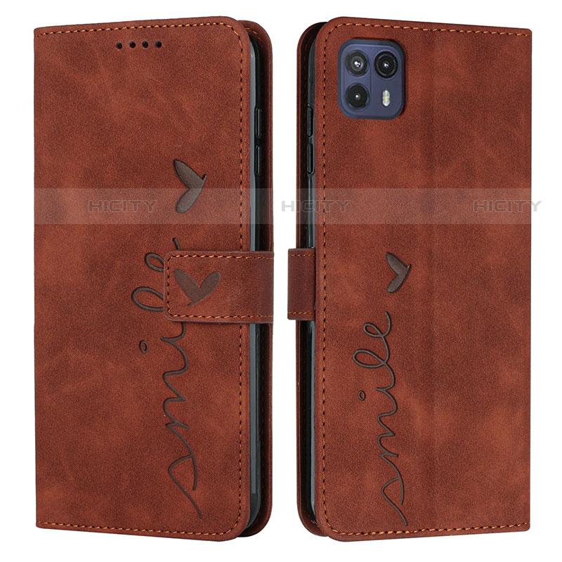 Coque Portefeuille Livre Cuir Etui Clapet Y03X pour Motorola Moto G50 5G Marron Plus