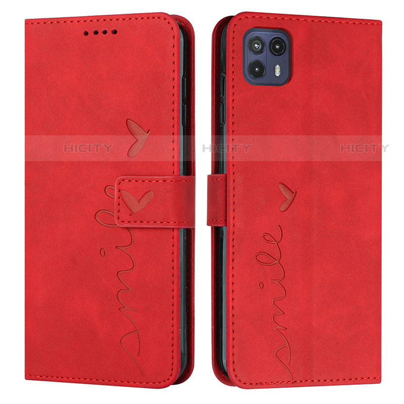 Coque Portefeuille Livre Cuir Etui Clapet Y03X pour Motorola Moto G50 5G Rouge Plus