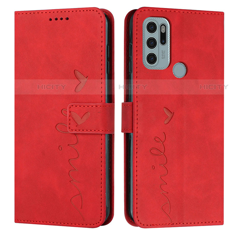 Coque Portefeuille Livre Cuir Etui Clapet Y03X pour Motorola Moto G60s Rouge Plus