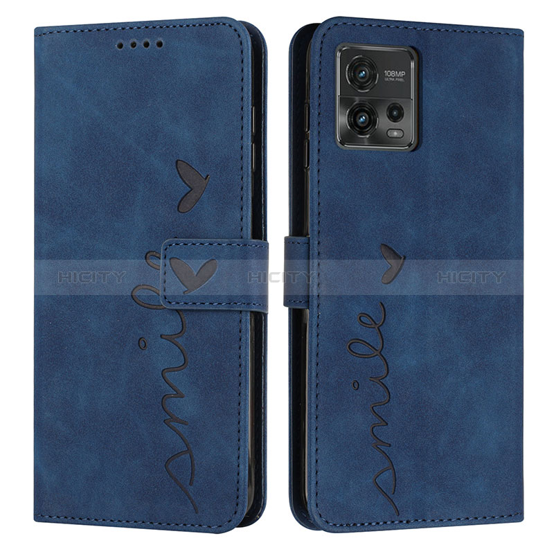 Coque Portefeuille Livre Cuir Etui Clapet Y03X pour Motorola Moto G72 Bleu Plus