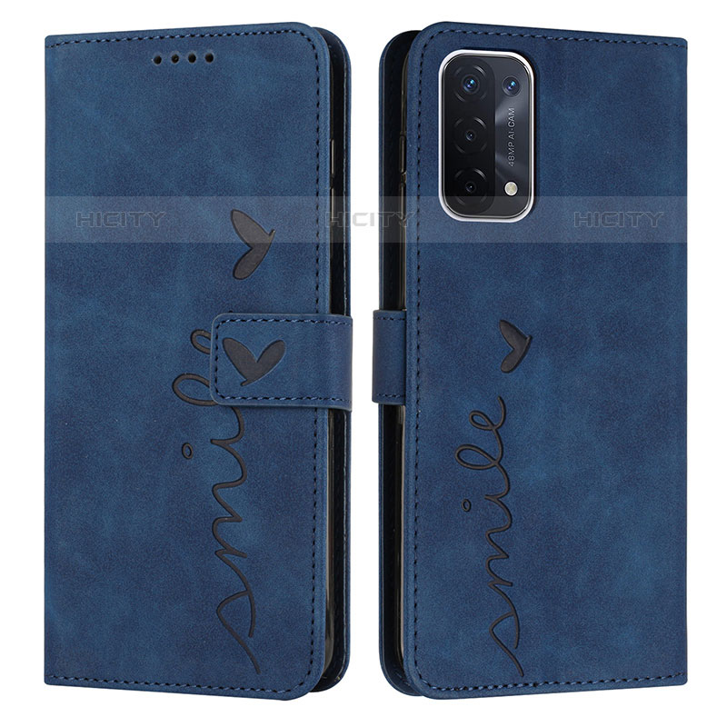 Coque Portefeuille Livre Cuir Etui Clapet Y03X pour OnePlus Nord N200 5G Bleu Plus