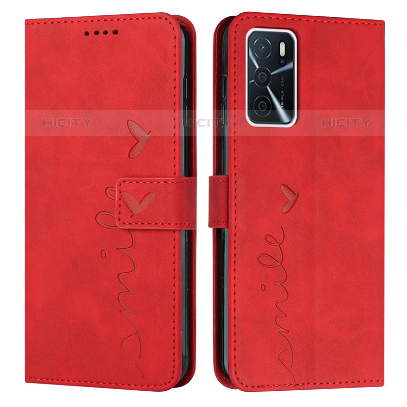 Coque Portefeuille Livre Cuir Etui Clapet Y03X pour Oppo A54s Rouge Plus