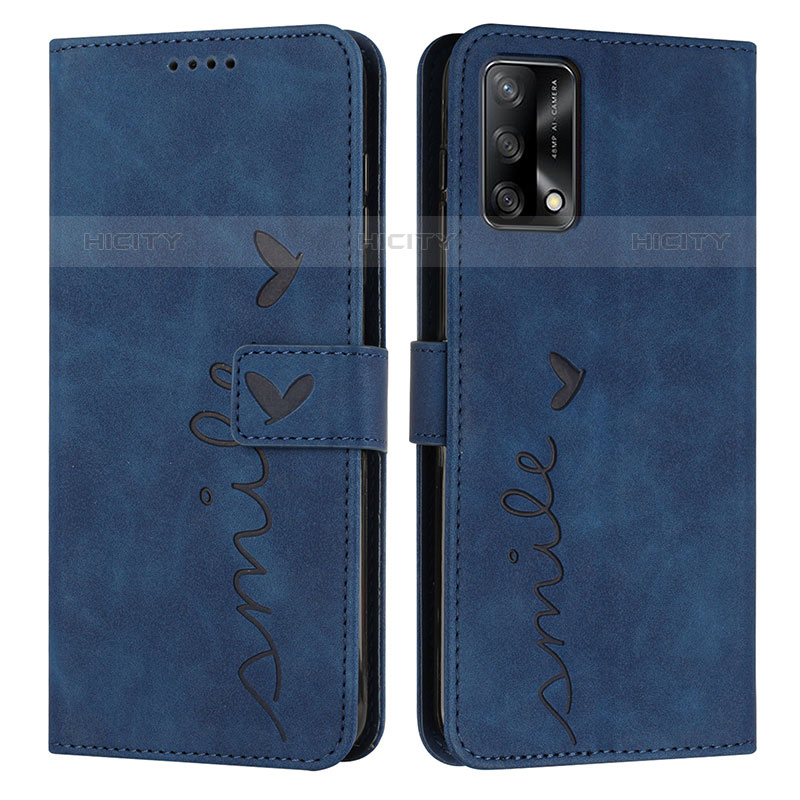 Coque Portefeuille Livre Cuir Etui Clapet Y03X pour Oppo A74 4G Bleu Plus