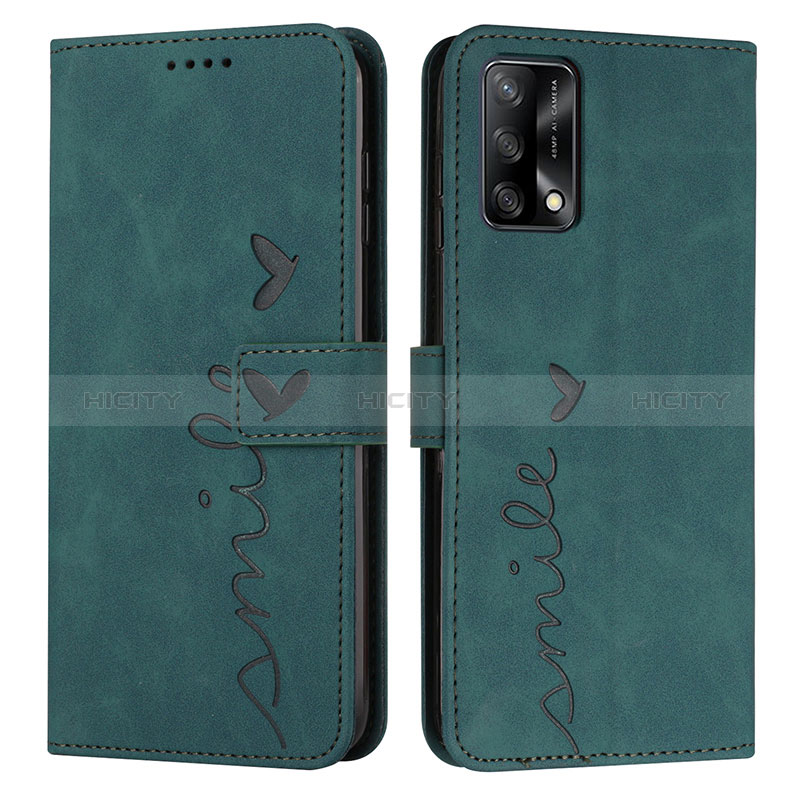 Coque Portefeuille Livre Cuir Etui Clapet Y03X pour Oppo F19s Vert Plus