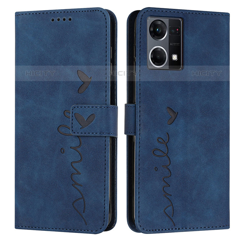 Coque Portefeuille Livre Cuir Etui Clapet Y03X pour Oppo F21 Pro 4G Bleu Plus