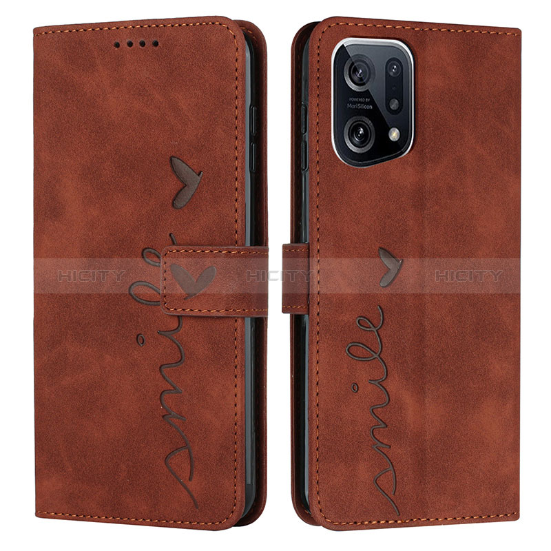 Coque Portefeuille Livre Cuir Etui Clapet Y03X pour Oppo Find X5 5G Marron Plus