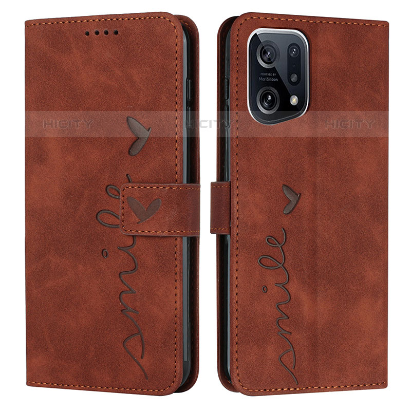 Coque Portefeuille Livre Cuir Etui Clapet Y03X pour Oppo Find X5 Pro 5G Marron Plus