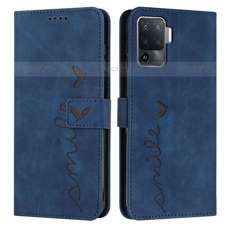 Coque Portefeuille Livre Cuir Etui Clapet Y03X pour Oppo Reno5 Lite Bleu Plus