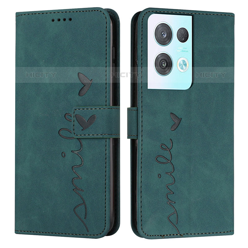 Coque Portefeuille Livre Cuir Etui Clapet Y03X pour Oppo Reno8 Pro 5G Vert Plus