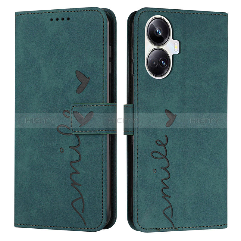 Coque Portefeuille Livre Cuir Etui Clapet Y03X pour Realme 10 Pro+ Plus 5G Vert Plus