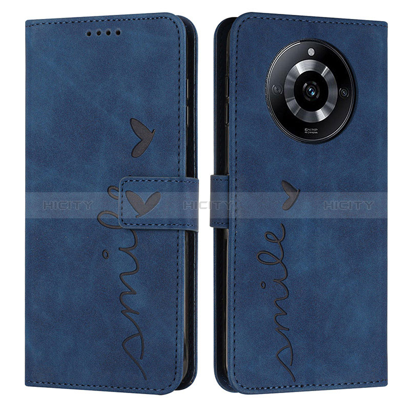 Coque Portefeuille Livre Cuir Etui Clapet Y03X pour Realme 11 Pro 5G Bleu Plus