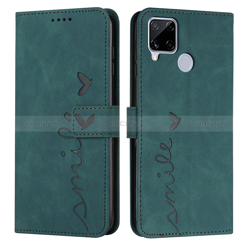 Coque Portefeuille Livre Cuir Etui Clapet Y03X pour Realme 7i RMX2193 Vert Plus