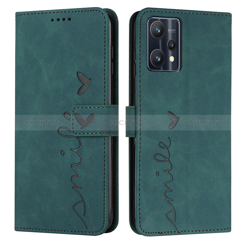 Coque Portefeuille Livre Cuir Etui Clapet Y03X pour Realme 9 5G Vert Plus