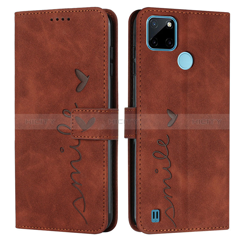 Coque Portefeuille Livre Cuir Etui Clapet Y03X pour Realme C21Y Marron Plus