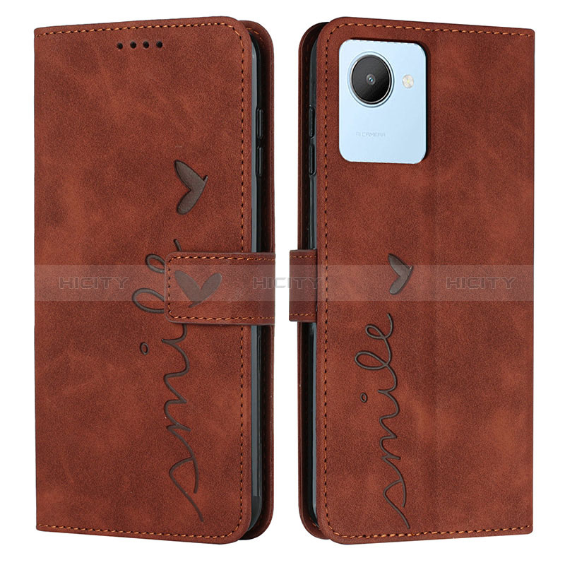 Coque Portefeuille Livre Cuir Etui Clapet Y03X pour Realme C30 Marron Plus