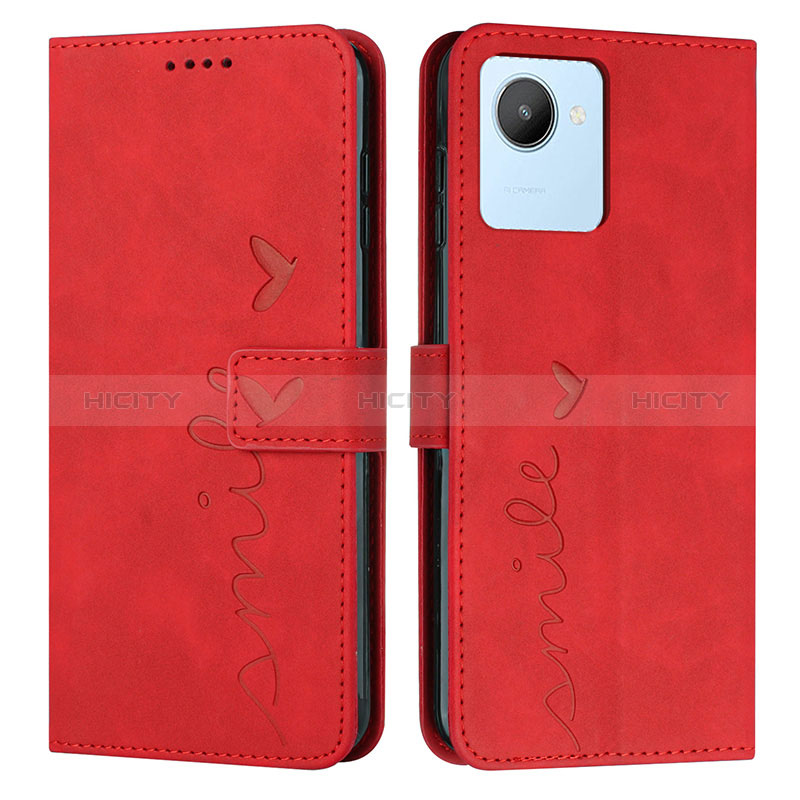 Coque Portefeuille Livre Cuir Etui Clapet Y03X pour Realme C30 Rouge Plus