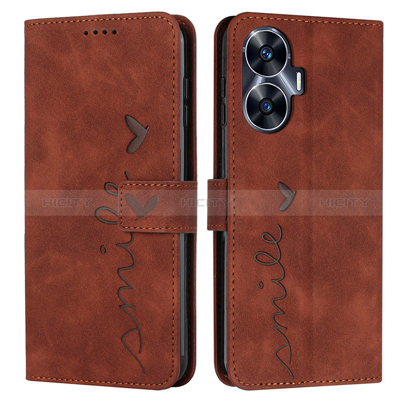 Coque Portefeuille Livre Cuir Etui Clapet Y03X pour Realme C55 Marron Plus