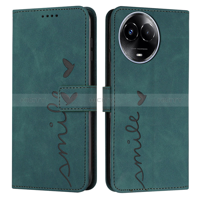 Coque Portefeuille Livre Cuir Etui Clapet Y03X pour Realme V50s 5G Vert Plus