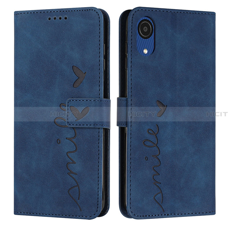 Coque Portefeuille Livre Cuir Etui Clapet Y03X pour Samsung Galaxy A03 Core Bleu Plus