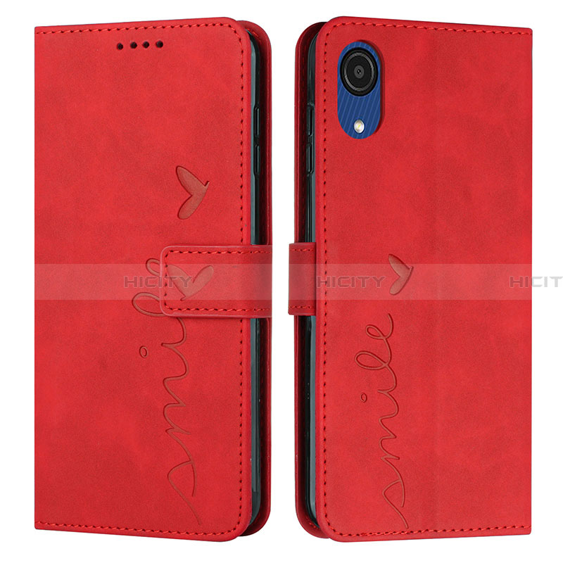 Coque Portefeuille Livre Cuir Etui Clapet Y03X pour Samsung Galaxy A03 Core Rouge Plus