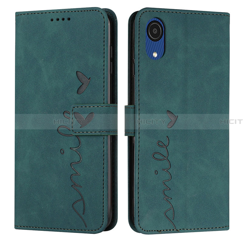 Coque Portefeuille Livre Cuir Etui Clapet Y03X pour Samsung Galaxy A03 Core Vert Plus