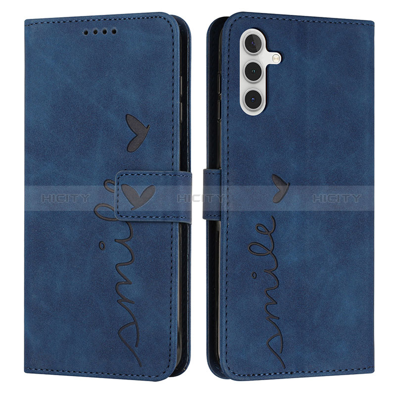 Coque Portefeuille Livre Cuir Etui Clapet Y03X pour Samsung Galaxy A04s Bleu Plus