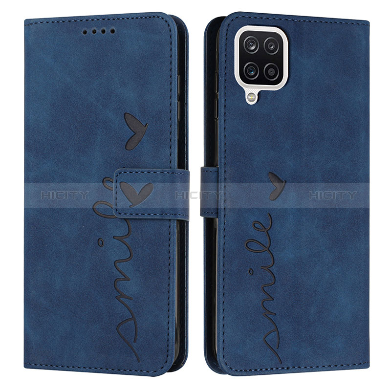 Coque Portefeuille Livre Cuir Etui Clapet Y03X pour Samsung Galaxy A12 Bleu Plus