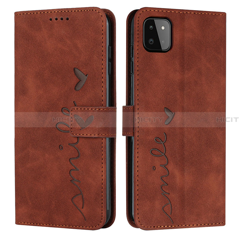 Coque Portefeuille Livre Cuir Etui Clapet Y03X pour Samsung Galaxy A22 5G Marron Plus