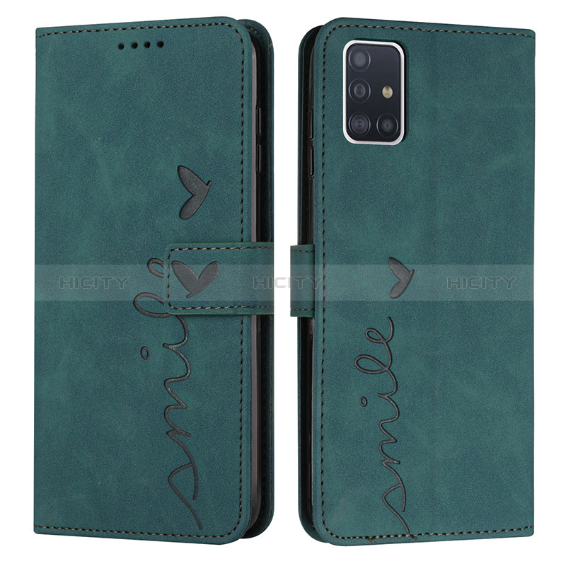 Coque Portefeuille Livre Cuir Etui Clapet Y03X pour Samsung Galaxy A51 4G Vert Plus