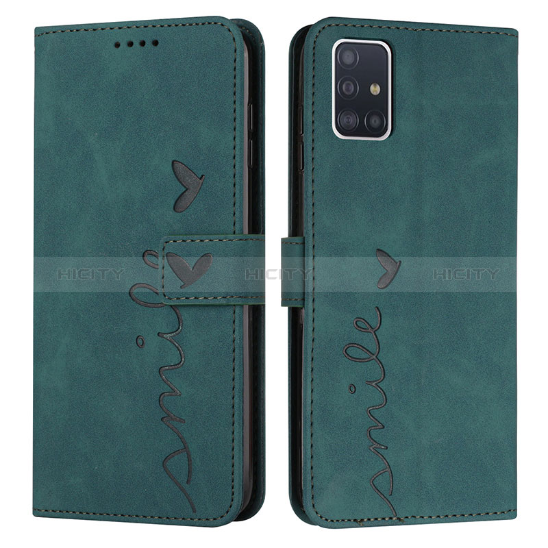 Coque Portefeuille Livre Cuir Etui Clapet Y03X pour Samsung Galaxy A51 5G Vert Plus