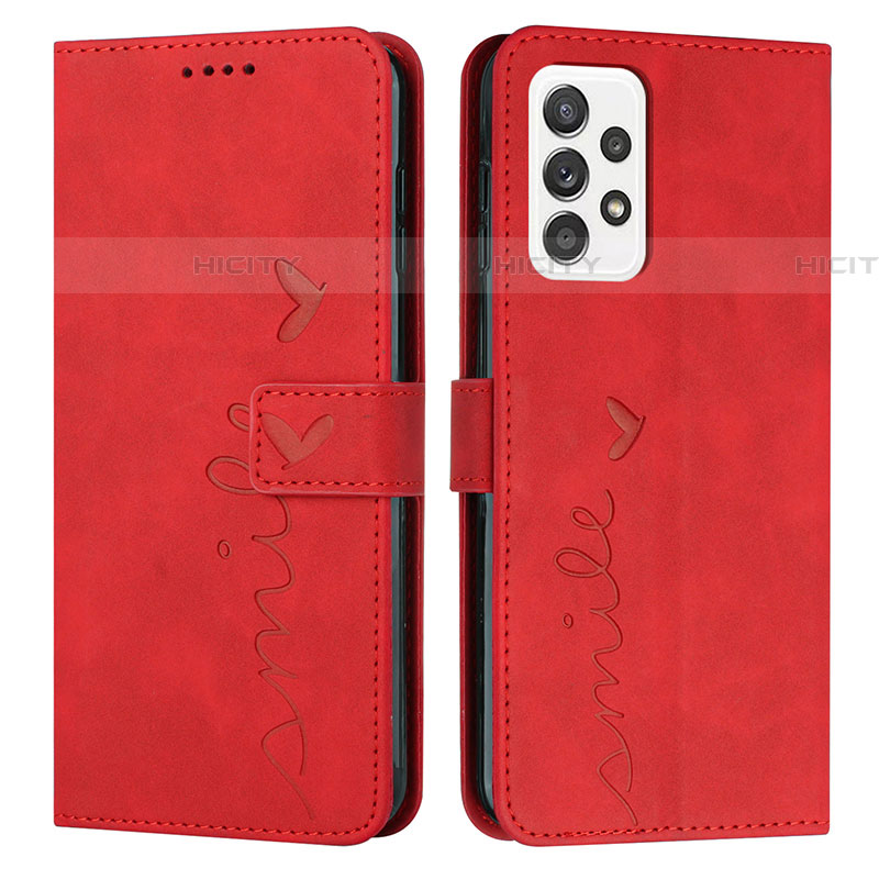 Coque Portefeuille Livre Cuir Etui Clapet Y03X pour Samsung Galaxy A52 4G Rouge Plus