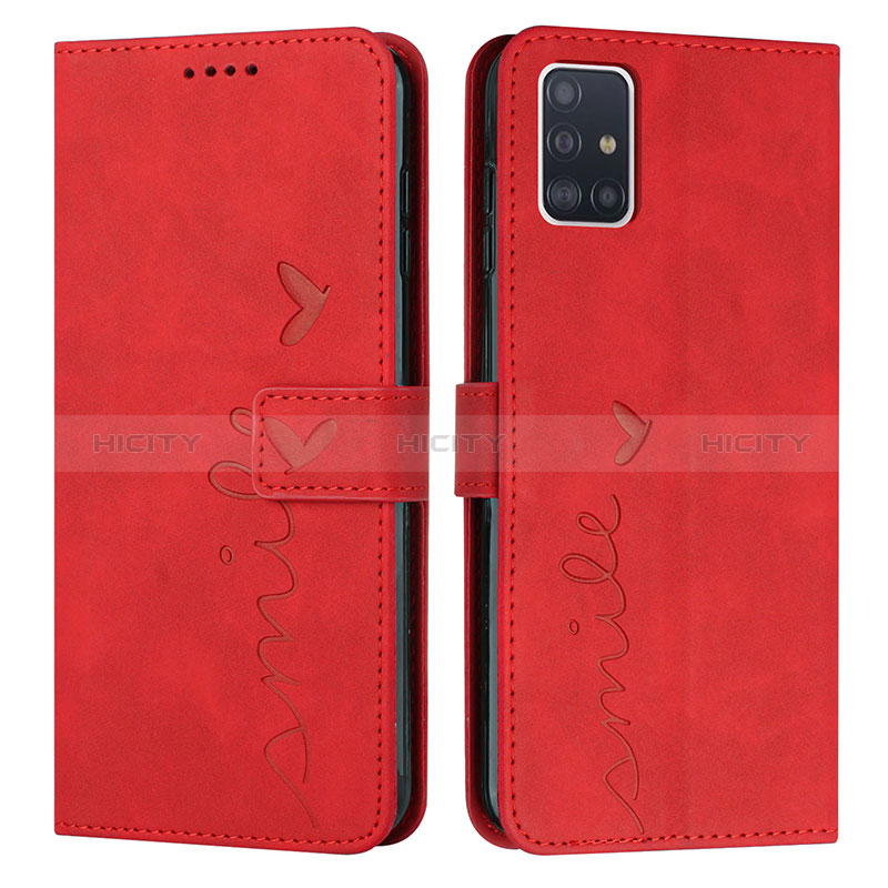 Coque Portefeuille Livre Cuir Etui Clapet Y03X pour Samsung Galaxy A71 4G A715 Rouge Plus