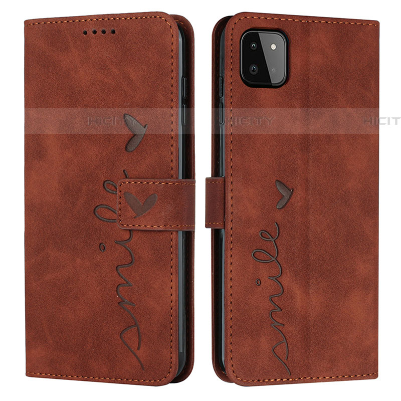 Coque Portefeuille Livre Cuir Etui Clapet Y03X pour Samsung Galaxy F42 5G Marron Plus