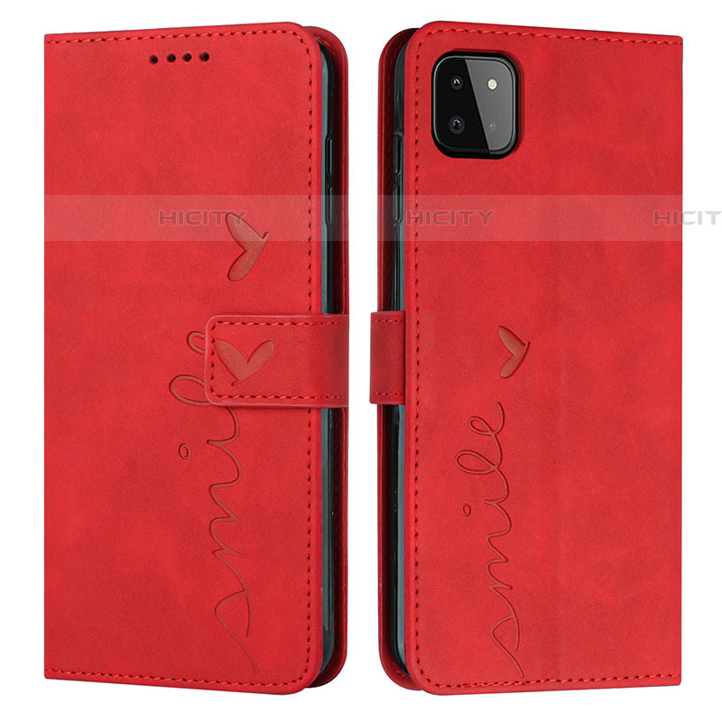 Coque Portefeuille Livre Cuir Etui Clapet Y03X pour Samsung Galaxy F42 5G Rouge Plus