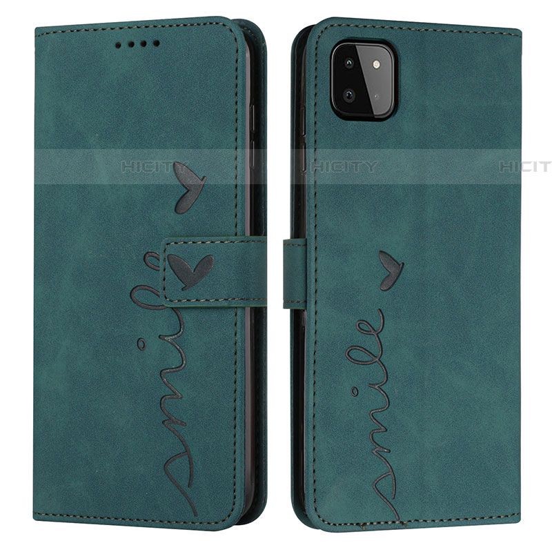 Coque Portefeuille Livre Cuir Etui Clapet Y03X pour Samsung Galaxy F42 5G Vert Plus