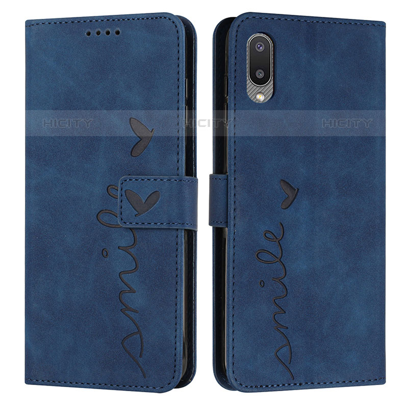 Coque Portefeuille Livre Cuir Etui Clapet Y03X pour Samsung Galaxy M02 Bleu Plus