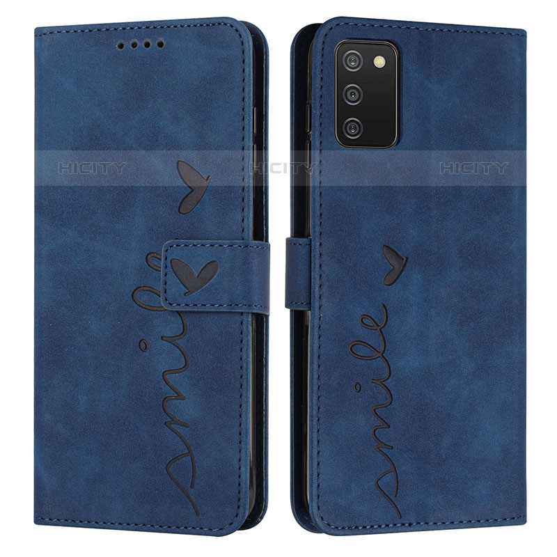 Coque Portefeuille Livre Cuir Etui Clapet Y03X pour Samsung Galaxy M02s Bleu Plus