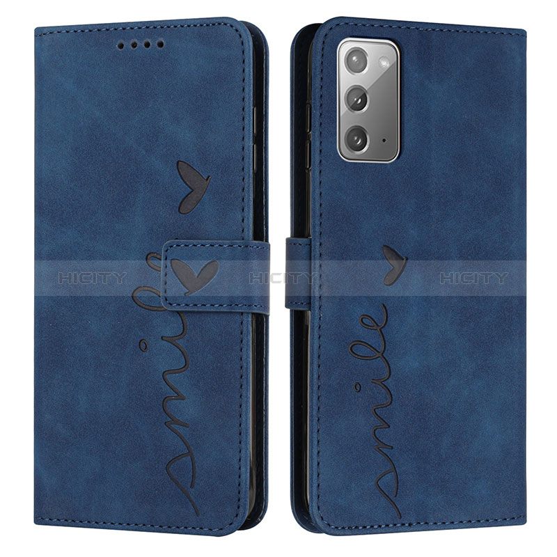 Coque Portefeuille Livre Cuir Etui Clapet Y03X pour Samsung Galaxy Note 20 5G Bleu Plus