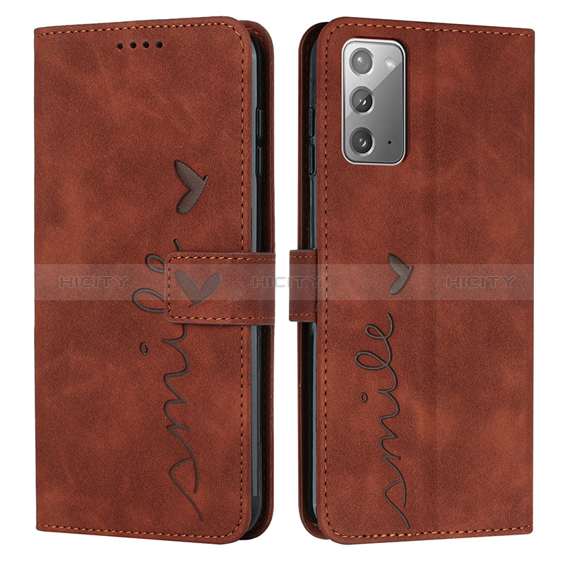 Coque Portefeuille Livre Cuir Etui Clapet Y03X pour Samsung Galaxy Note 20 5G Marron Plus