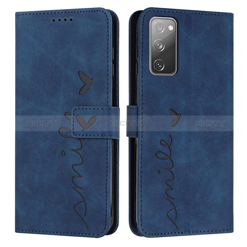 Coque Portefeuille Livre Cuir Etui Clapet Y03X pour Samsung Galaxy S20 FE 4G Bleu Plus