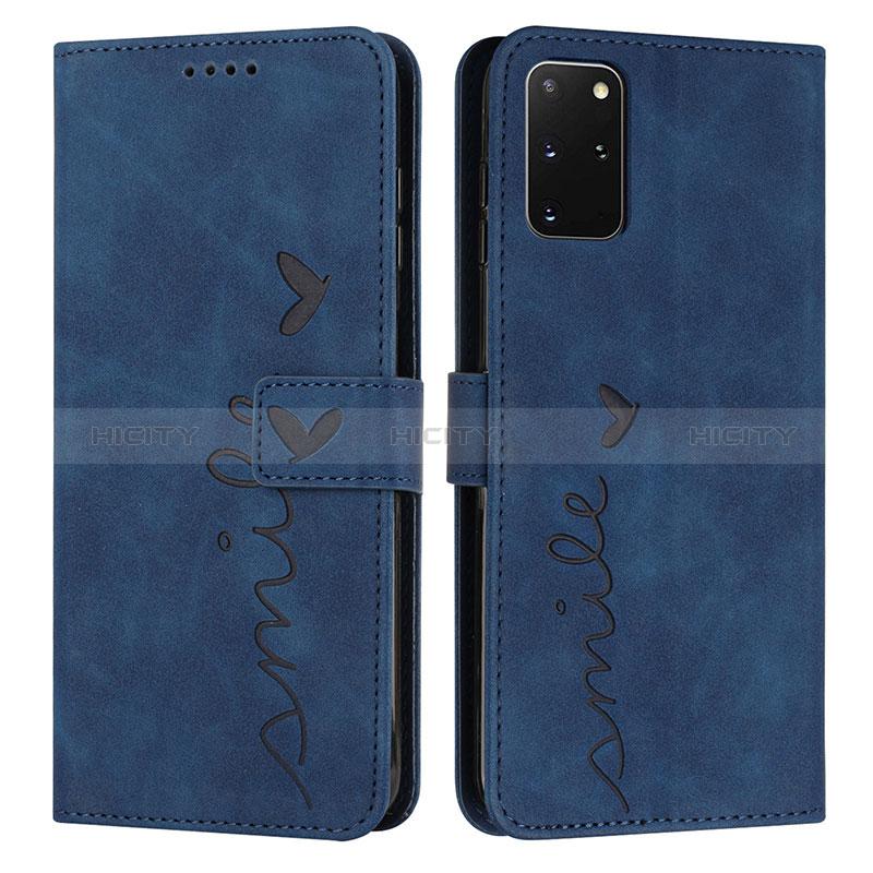 Coque Portefeuille Livre Cuir Etui Clapet Y03X pour Samsung Galaxy S20 Plus 5G Bleu Plus