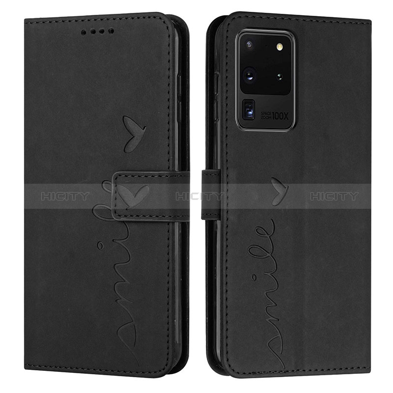 Coque Portefeuille Livre Cuir Etui Clapet Y03X pour Samsung Galaxy S20 Ultra 5G Noir Plus