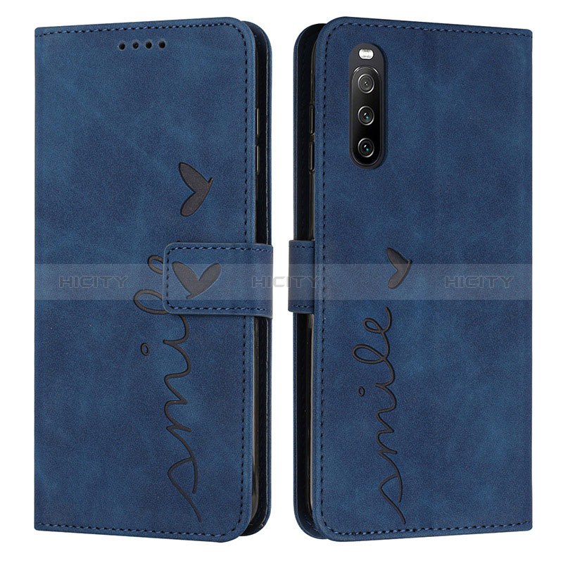 Coque Portefeuille Livre Cuir Etui Clapet Y03X pour Sony Xperia 10 IV SO-52C Bleu Plus