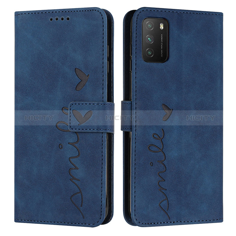 Coque Portefeuille Livre Cuir Etui Clapet Y03X pour Xiaomi Poco M3 Bleu Plus