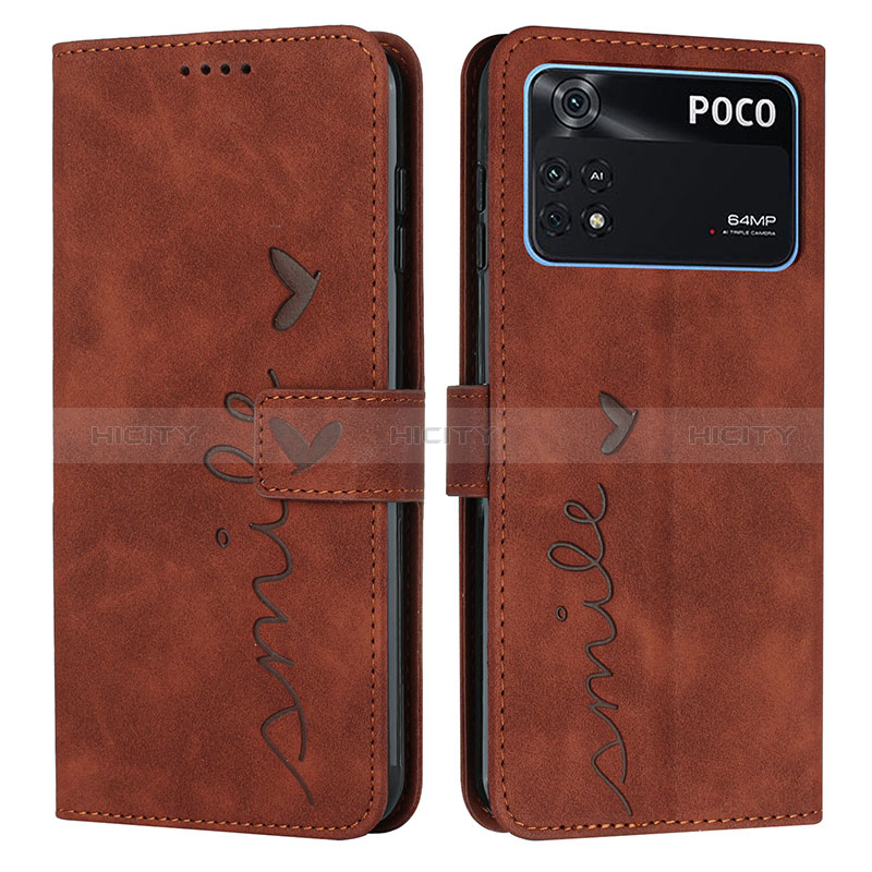 Coque Portefeuille Livre Cuir Etui Clapet Y03X pour Xiaomi Poco M4 Pro 4G Marron Plus